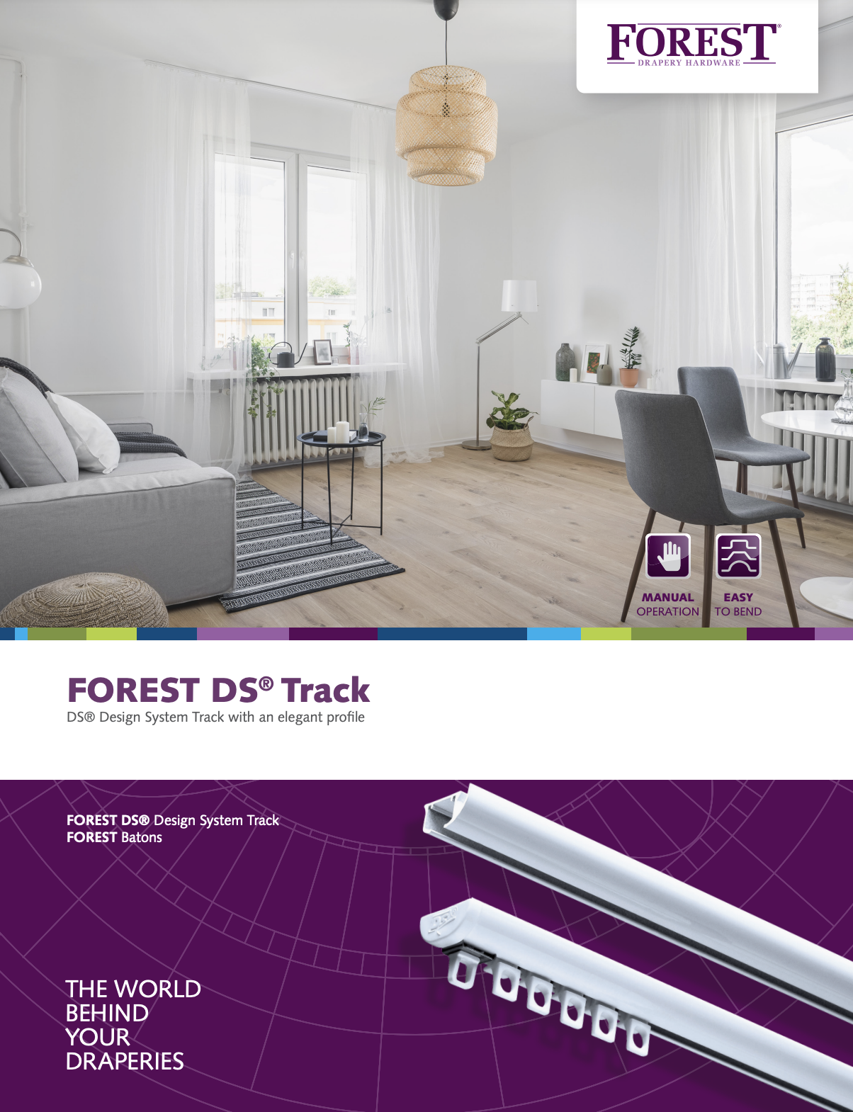 Image of Forest Drapery Hardware products such as hand drawn and motorized track systems, decorative metal and wood hardware, roller shades and Romans.